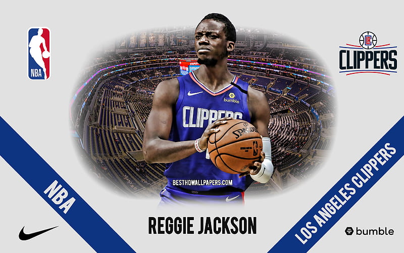 Reggie Jackson, Los Angeles Clippers, American Basketball Player, NBA, portrait, USA, basketball, Staples Center, Los Angeles Clippers logo, HD wallpaper