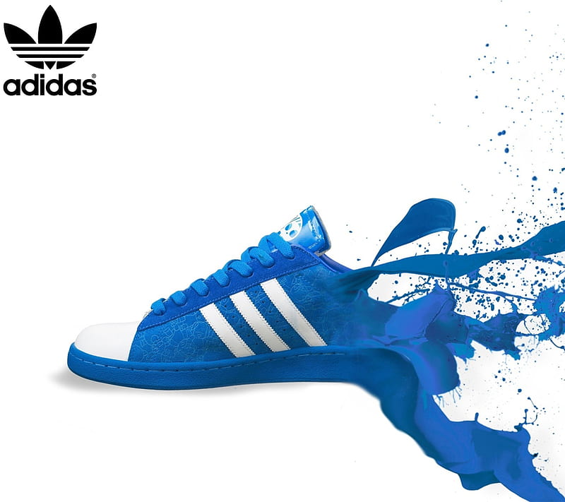 Adidas, abstract, blue, shoe, HD wallpaper
