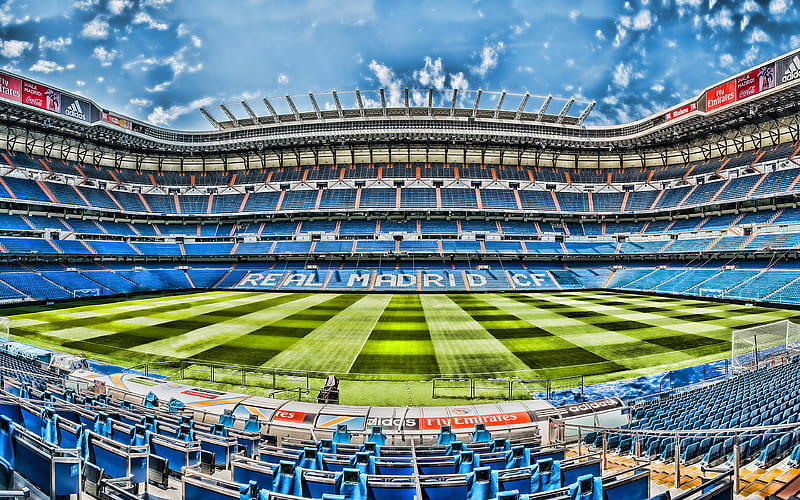 Santiago Bernabeu Real Madrid Stadium, soccer, R, football stadium, Real Madrid arena, Spain, Real Madrid CF, HD wallpaper