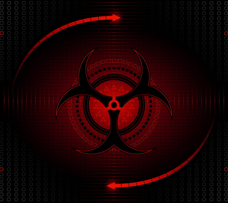 Biohazard, desenho, logo, radioactive, red, HD wallpaper