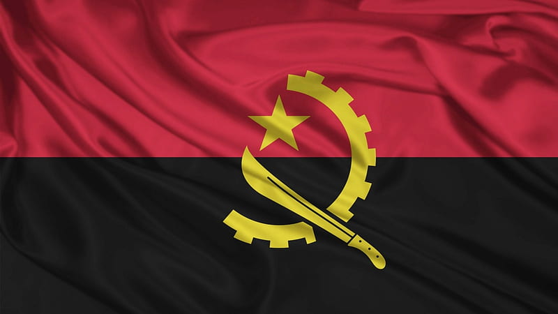 flag of angola, star, flag, angola, machete, HD wallpaper