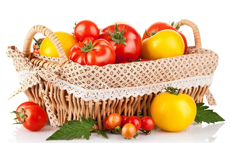 *** Basket full of Vegetables ***, tomatoes, red, vegetables, basket, HD wallpaper
