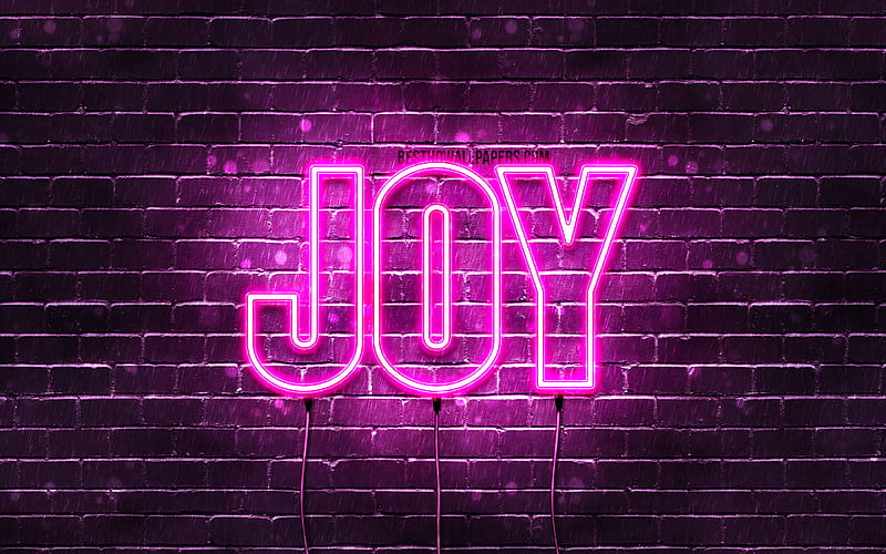 Joy with names, female names, Joy name, purple neon lights, horizontal text, with Joy name, HD wallpaper