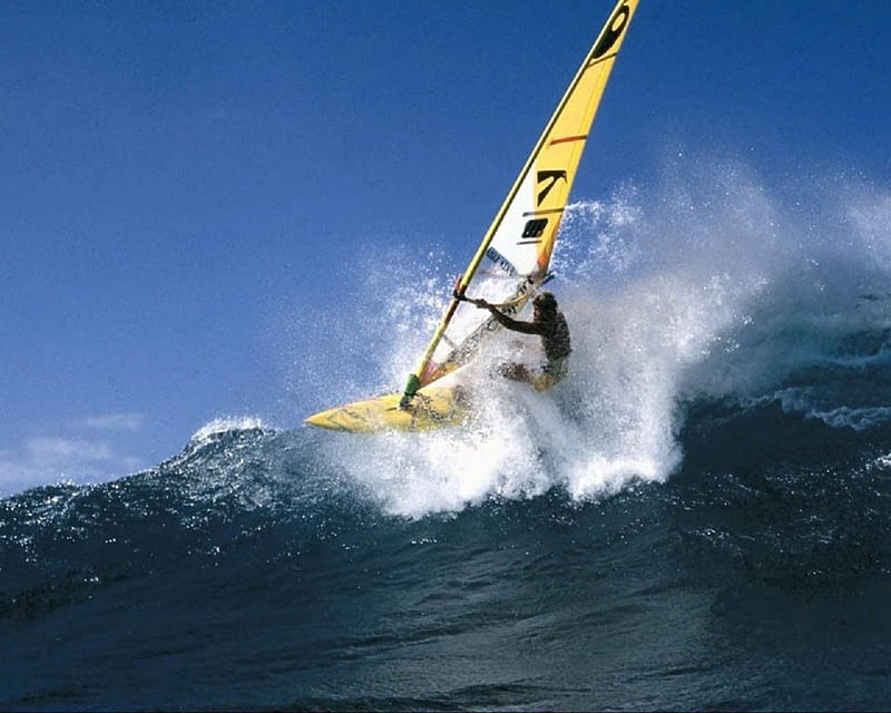 windsurfing, oceans, surfing, wind, wave, HD wallpaper