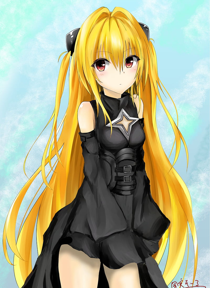 anime, anime girls, long hair, yellow hair, red eyes, To Love-ru, To Love-ru Darkness, Golden Darkness, HD phone wallpaper