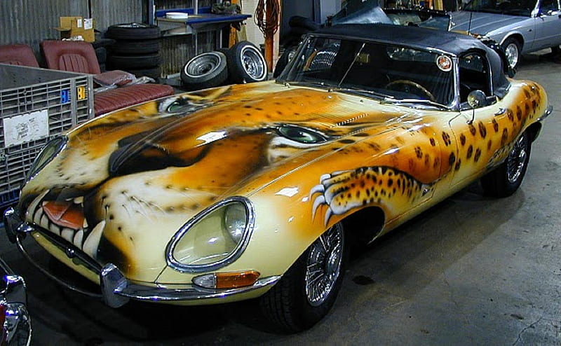 cheetah, paint job, cool, car, HD wallpaper