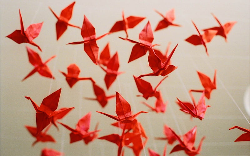 1000 paper cranes-Vintage style, HD wallpaper