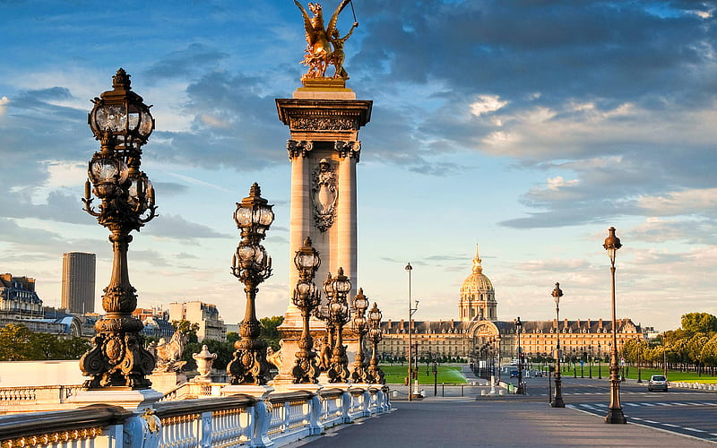 Paris, palace, France, Paris sights, fountains, bridge, HD wallpaper