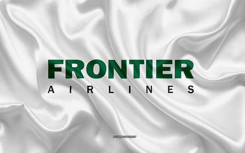 Frontier Airlines logo, airline, white silk texture, airline logos, Frontier Airlines emblem, silk background, silk flag, Frontier Airlines, HD wallpaper