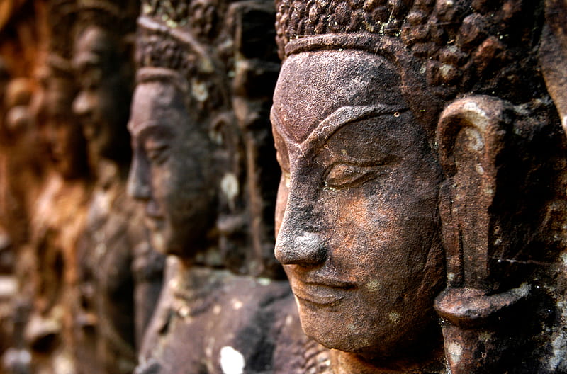 Apsara Face, angkor wat, cambodia, ancient apsara, face, ancient temple, smiling, apsara, HD wallpaper