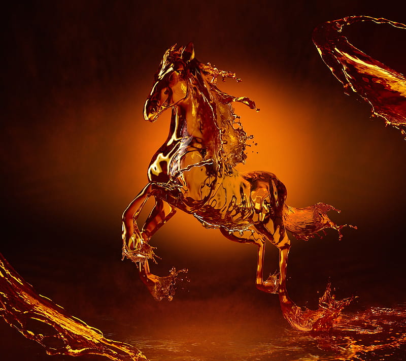 Liquid Horse, abstract, water, HD wallpaper