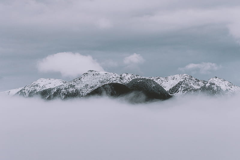 Clouds Covered Mountains , mountains, clouds, nature, HD wallpaper