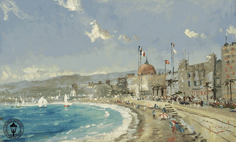 Nice, France by Robert Girrard, painting, France, Nice, water, HD