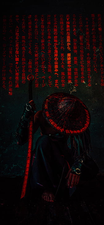 Japanese Warrior Street Art Wallpaper, Dark Samurai Painting on a Brick  Wall Self Adhesive, Peel and Stick Wall Mural 