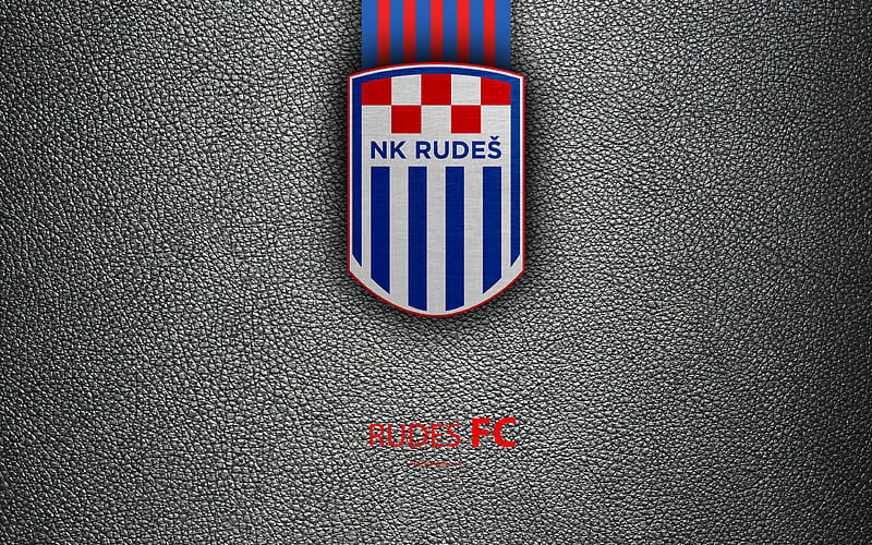 NK Rudes emblem, HNL, Zagreb, Croatia, logo, football, Rudes FC, leather texture, Croatian football club, Croatian Football Championship, T-Com Prva HNL, HD wallpaper