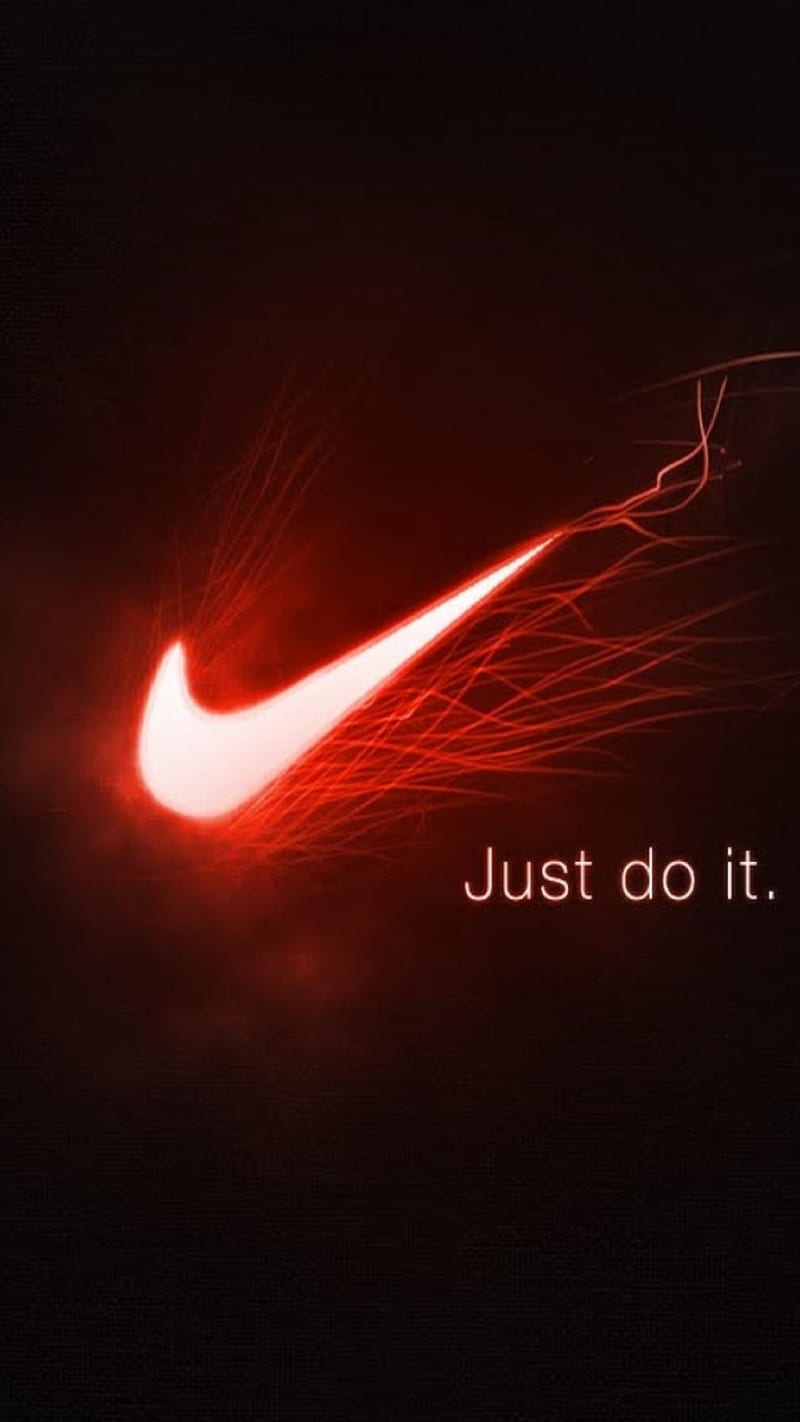 Nike, just do it, logo, red nike, red nike logo, white, HD phone |