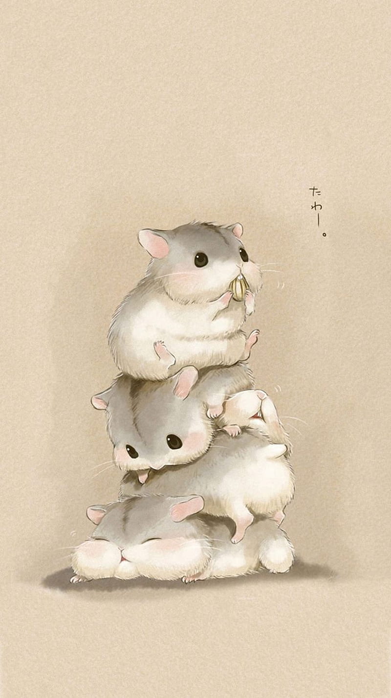 ひより on かわいい. Cute hamsters, Hamster cartoon, Cute animal drawings, HD phone wallpaper