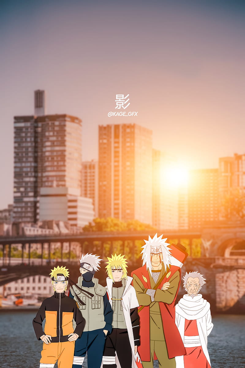 Hokage and sensei, hiruzen, jiraiya, kakashi, legends, minato, naruto, new, third, uzumaki, HD phone wallpaper