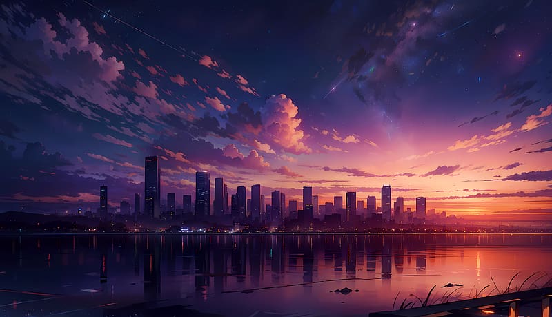 Purple Sunset City, HD wallpaper | Peakpx