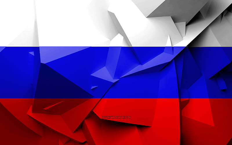 Flag of Russia, geometric art, European countries, Russian flag, creative, Russia, Europe, Russia 3D flag, national symbols, HD wallpaper