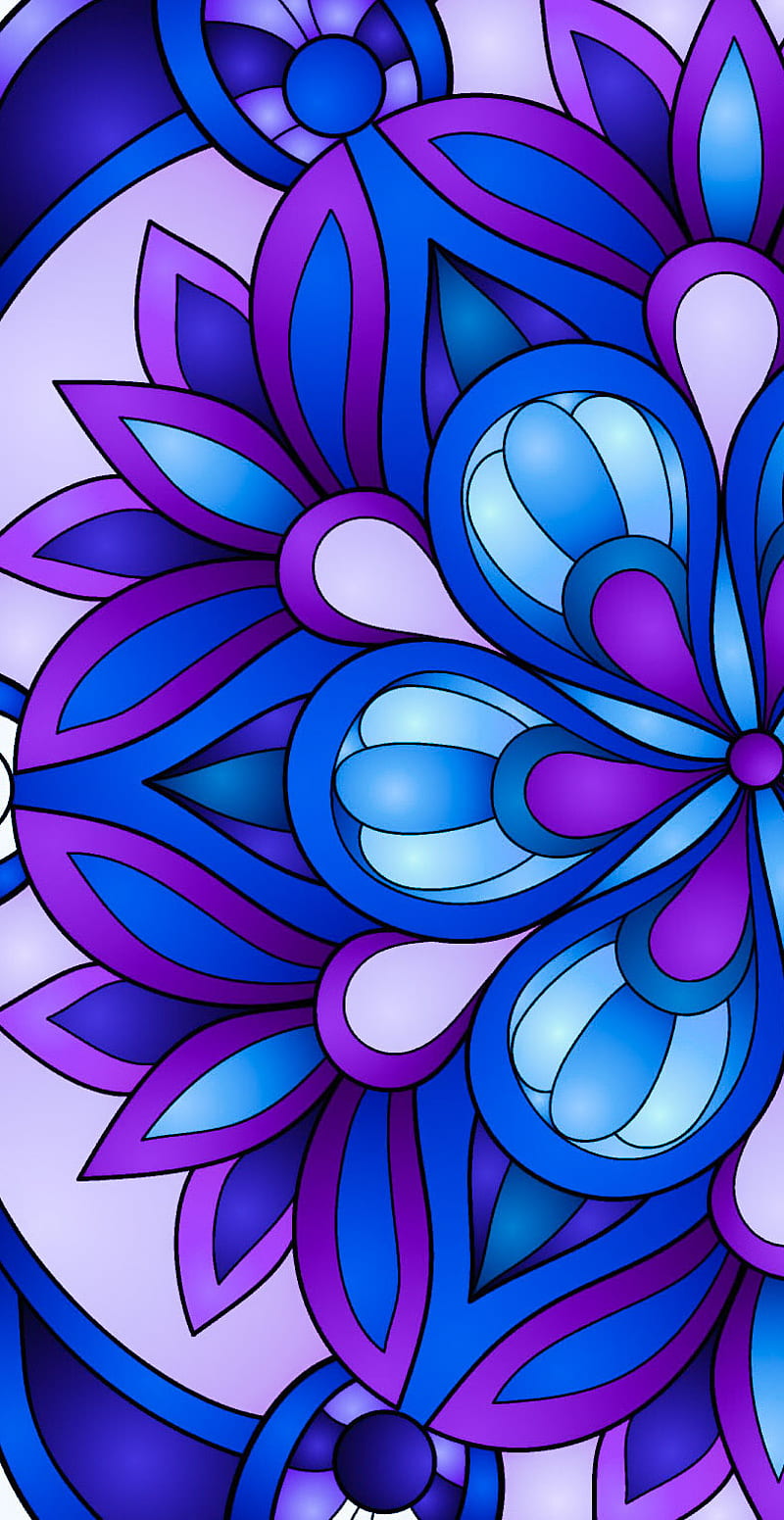 Blu flo mandala, blue, flower, HD phone wallpaper