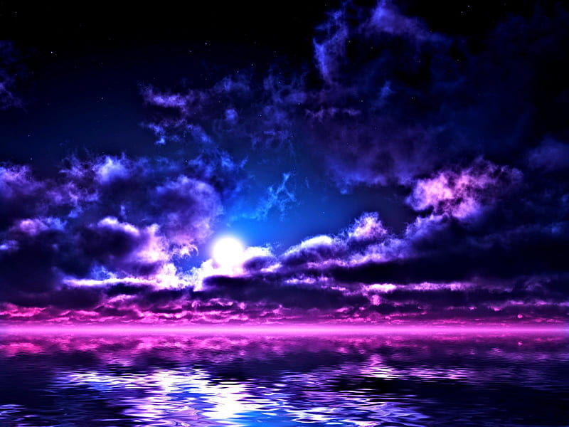 purple sky, bonito, sky, purple, blue, HD wallpaper