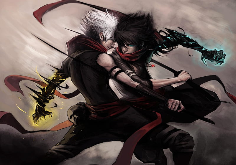 Ninja Battle, shinobi, glowing eyes, claws, swords, male, action, weapons,  battle, HD wallpaper | Peakpx