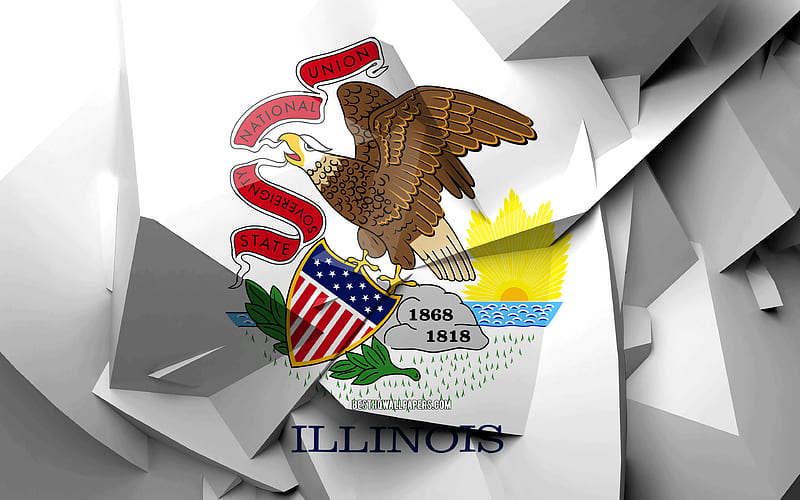 Flag of Illinois, geometric art, american states, Illinois flag, creative, Illinois, administrative districts, Illinois 3D flag, United States of America, North America, USA, HD wallpaper