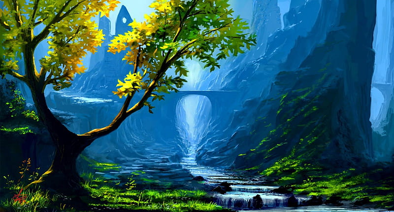 Art Of Painting Rock Waterfall Painting Rocks Painted With Autumn Trees  Background, Pictures To Paint On Rocks, Landscape, Painting Background  Image And Wallpaper for Free Download