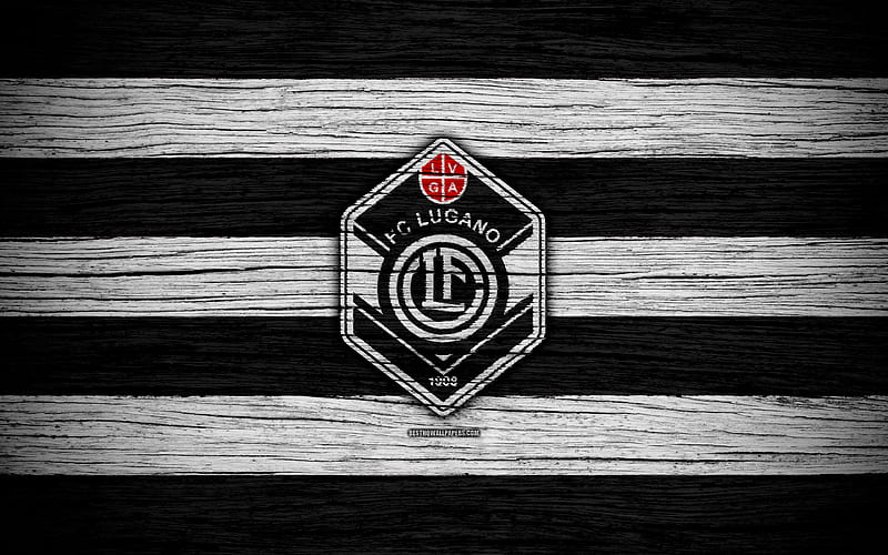 Lugano wooden texture, Switzerland Super League, soccer, football, emblem, FC Lugano, Switzerland, logo, Lugano FC, HD wallpaper