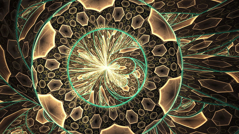 Brown Glare Fractal Circles Funnel Abstract, HD wallpaper
