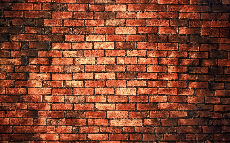 brown bricks background, macro, brown bricks, brown brickwall, bricks textures, brick wall, bricks background, bricks, brown stone background, identical bricks, HD wallpaper