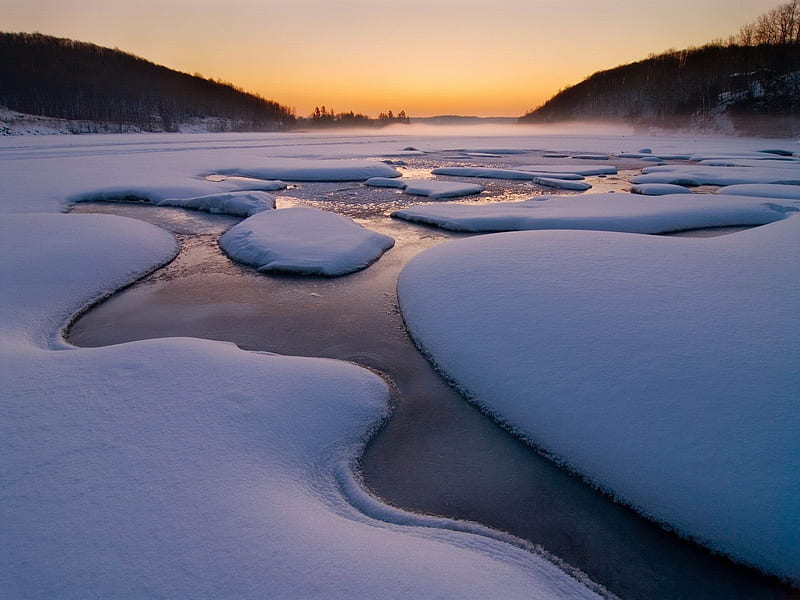 snow river ice winter-Nature, HD wallpaper
