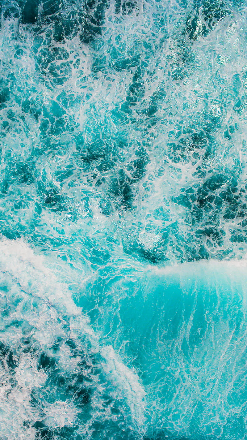 Chaotic Waves, Abstract, aerial, blue, fog, froth, nature, ocean, subtle, HD phone wallpaper