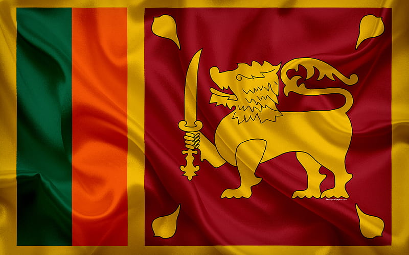 flag of Sri Lanka silk flag, national symbol, Sri Lanka, Asia, HD wallpaper