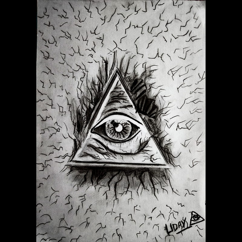The Third Eye, abstract, art, beauty, drawing, eye, god, illuminati, logo, spiritual, vijay mahar, HD phone wallpaper