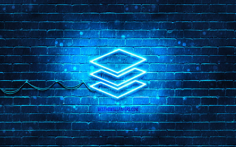 Stack neon icon blue background, neon symbols, Stack, neon icons, Stack sign, computer signs, Stack icon, computer icons, HD wallpaper