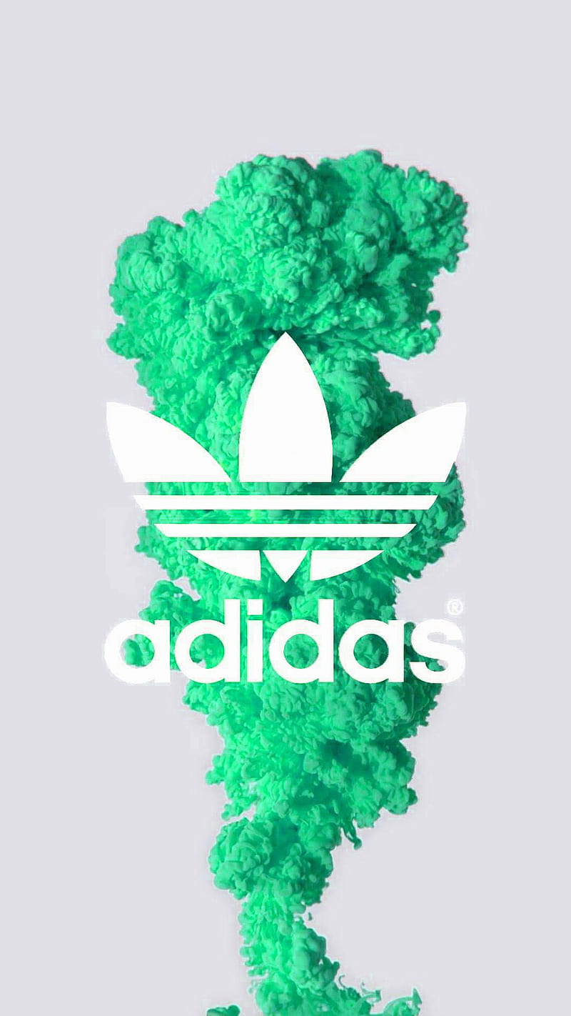 Adidas , green, gris, logo, brand, smoke, sport, HD phone wallpaper
