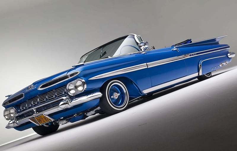 Impala Convertible, chevy, lowered, cruiser, lowrider, HD wallpaper