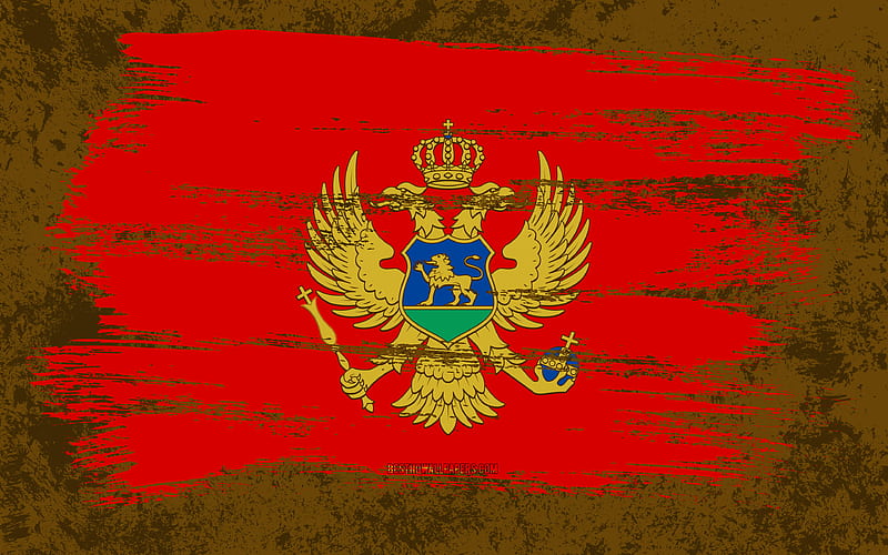 Flag of Montenegro, grunge flags, European countries, national symbols, brush stroke, Montenegrin flag, grunge art, Montenegro flag, Europe, Montenegro, HD wallpaper