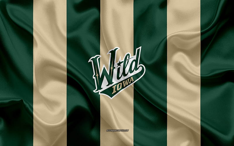 Iowa Wild, American Hockey Club, emblem, silk flag, green-brown silk texture, AHL, Iowa Wild logo, Iowa, USA, hockey, American Hockey League, HD wallpaper