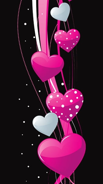 pink and black hearts wallpaper
