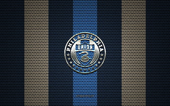 Philadelphia Union flag, MLS, blue brown metal background, american soccer  club, HD wallpaper