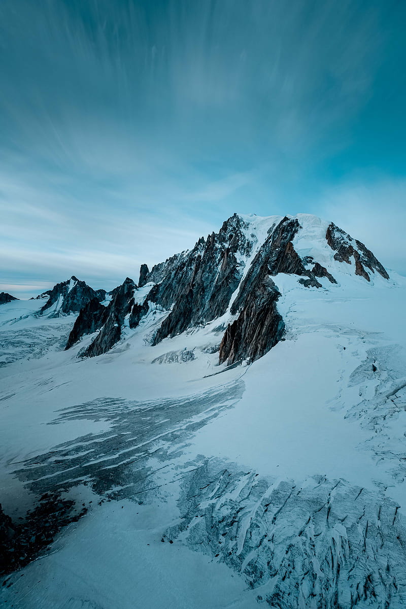 mountains, peaks, snowy, snow, landscape, HD phone wallpaper