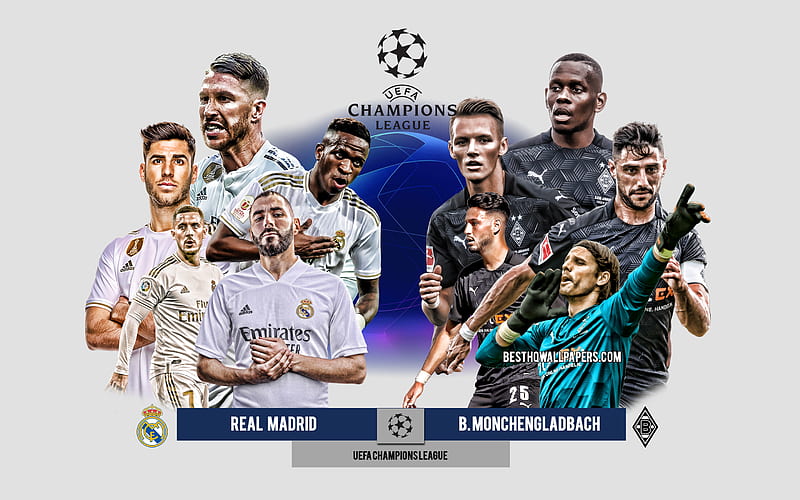 Real Madrid vs Borussia Monchengladbach, Group B, UEFA Champions League, Preview, promotional materials, football players, Champions League, football match, Real Madrid, Borussia Monchengladbach, HD wallpaper
