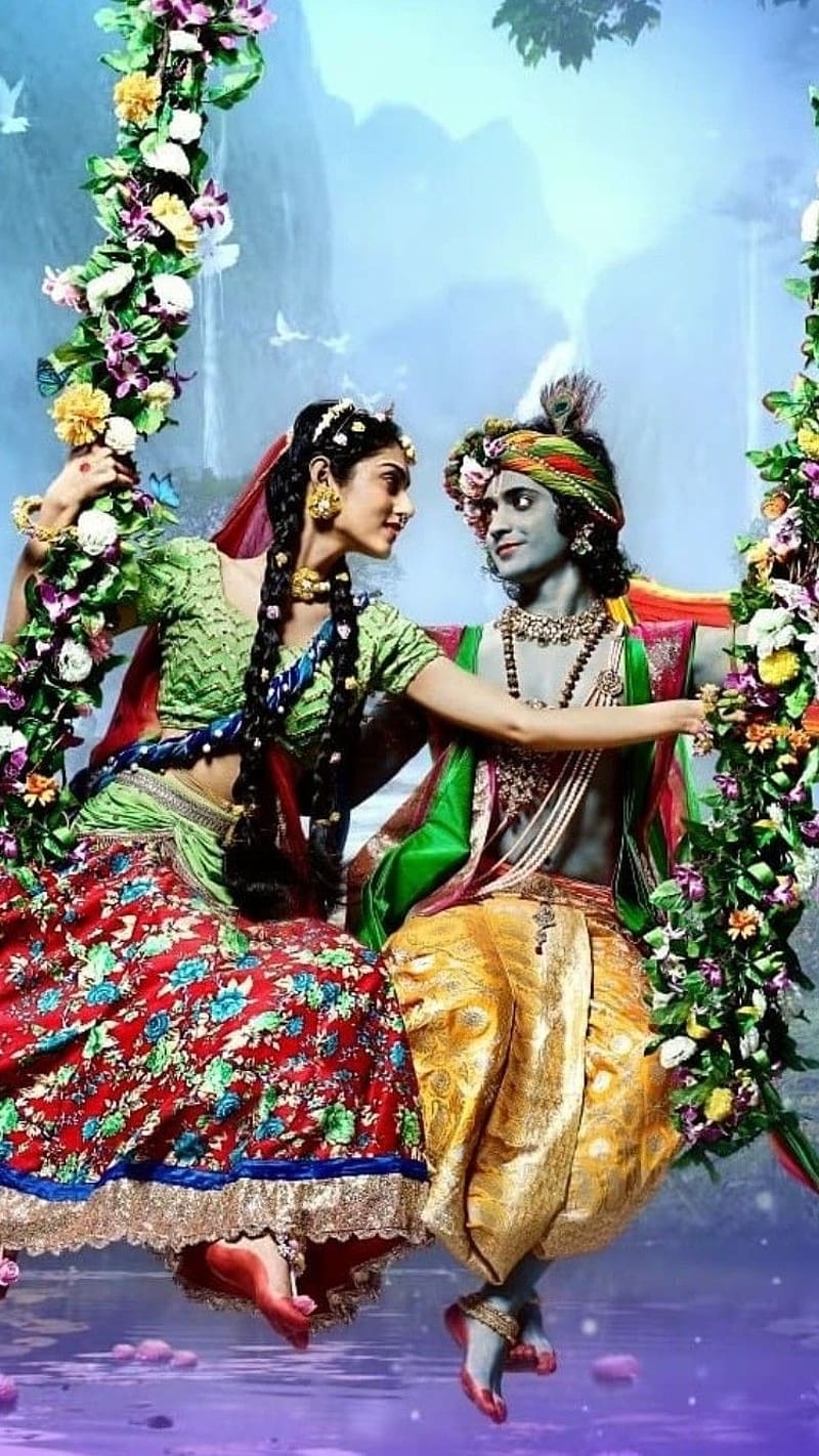 Radha Krishna 3d On Swing, radha krishna 3d, on swing, HD phone wallpaper |  Peakpx