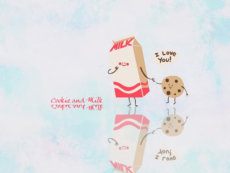 Love cookies..., cookie, breakfast, milk, love, HD wallpaper