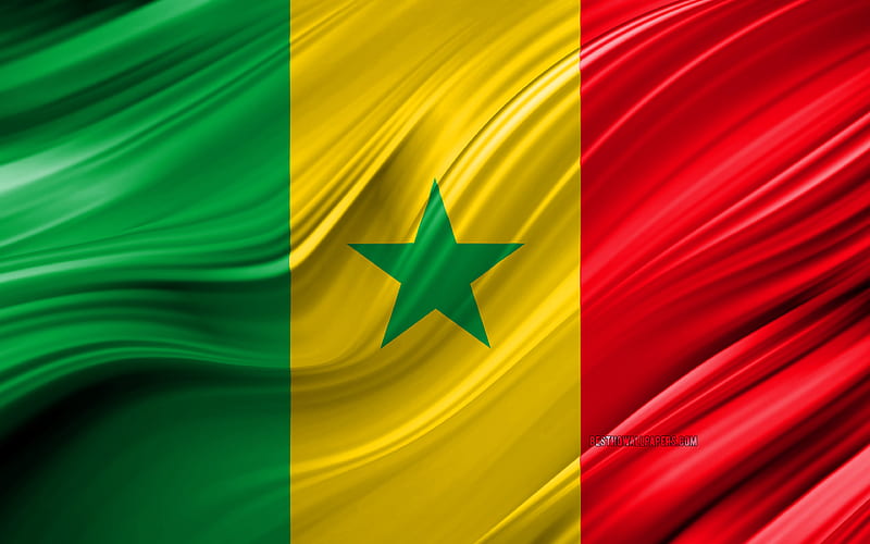 Senegalese flag, African countries, 3D waves, Flag of Senegal, national symbols, Senegal 3D flag, art, Africa, Senegal, HD wallpaper