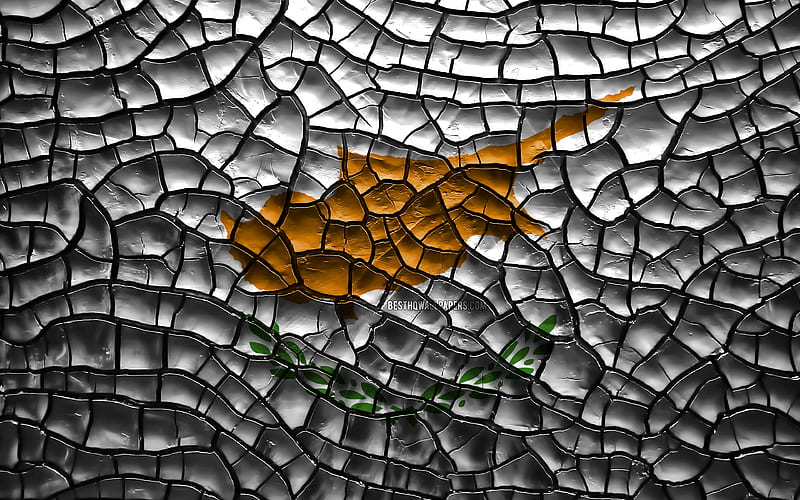 Flag of Cyprus cracked soil, Europe, Cypriot flag, 3D art, Cyprus, European countries, national symbols, Cyprus 3D flag, HD wallpaper