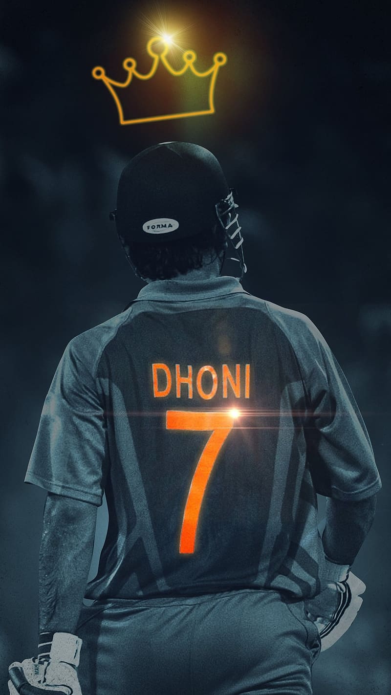 Ms Dhoni With Yellow Crown, ms dhoni, yellow crown, captain cool, cricket, sports, indian, HD phone wallpaper
